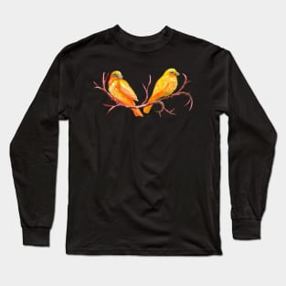 Two Painted Canary Birds Long Sleeve T-Shirt